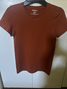 Joyspun Women's Crewneck Short Sleeve Tee in Rust